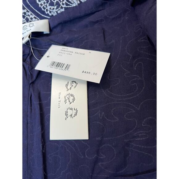 SEA New York Theodora Blue Paisley Quilted Cropped Jacket Size M Wool Blend - Picture 5 of 9